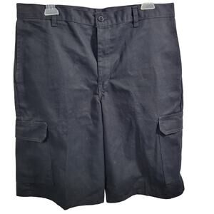 Dickie's Black Cargo Flat Front Shorts Size 34" x 13"  22725-1072